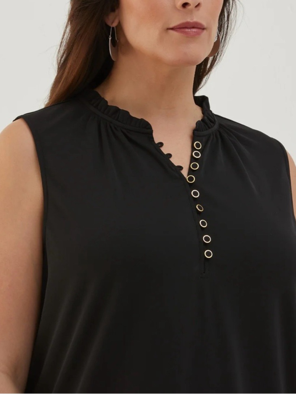 Ella by Rafaella Sleeveless Tank Black with Gold Buttons 1x NWT - Picture 3 of 4